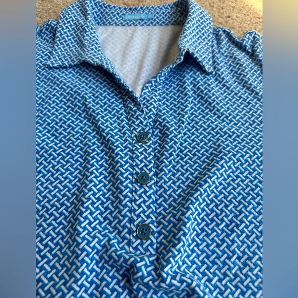 J. McLaughlin 3/4 Sleeve Printed Popover Collared Top - Picture 5 of 11